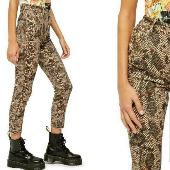 FREE PEOPLE NEW TWO FACED SNAKESKIN SKINNY RAW HEM JEANS 27 - Picture 2 of 13